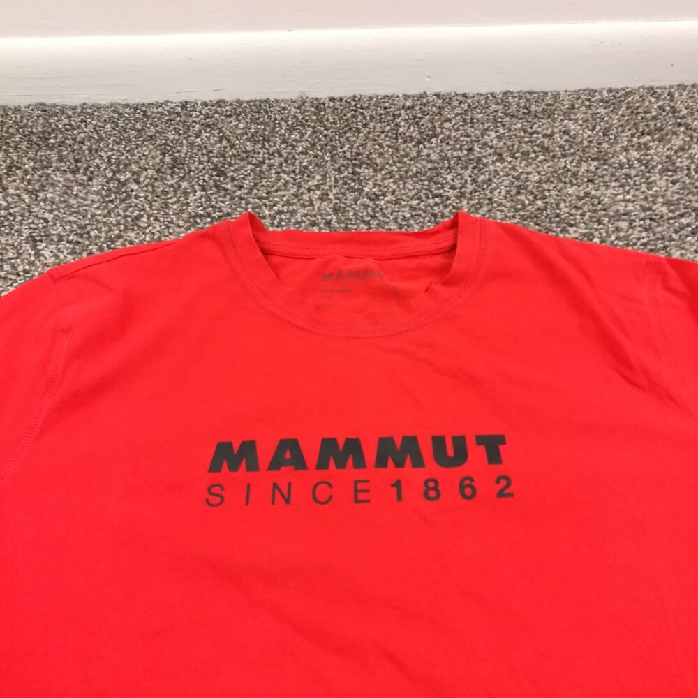 Mammut T-shirt Core Logo Spellout Red Mens Medium *Flaw